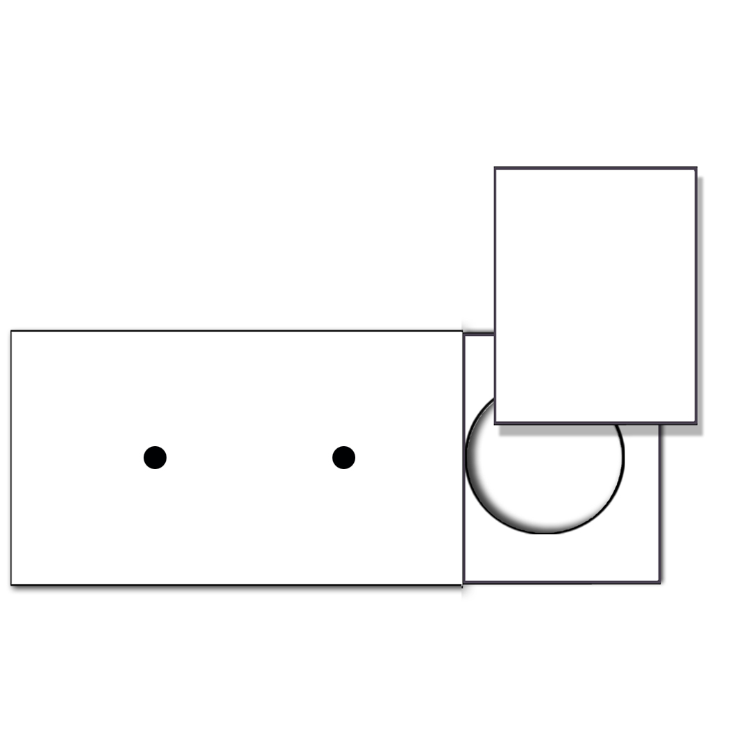 2-fold + 1 round cutout, horizontal with cover. For 3 wall boxes