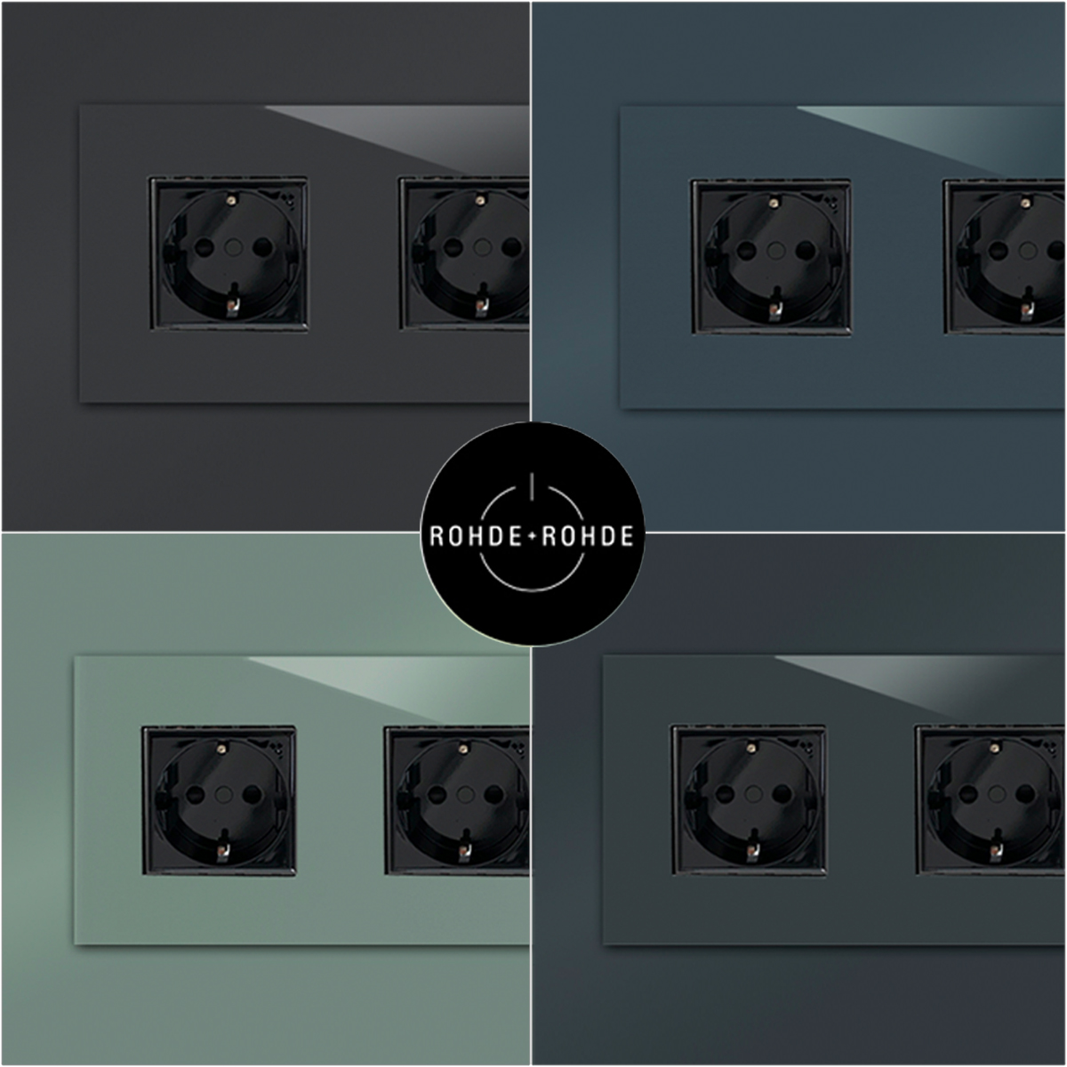 Socket outlet in Little Greene colour of choice. 3 black socket outlet inserts. MAXIM