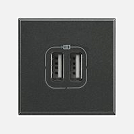 2-fold USB-A charging module. Black.