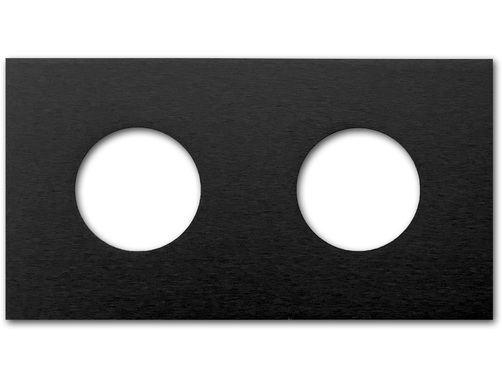 Socket frame VICTOR round with 2 round cutouts. Black Metal. CJC Systems