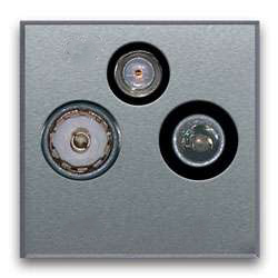 SAT/cable/FM junction box (3-gang). PASS-THROUGH SOCKET. Silver-coloured, glossy.