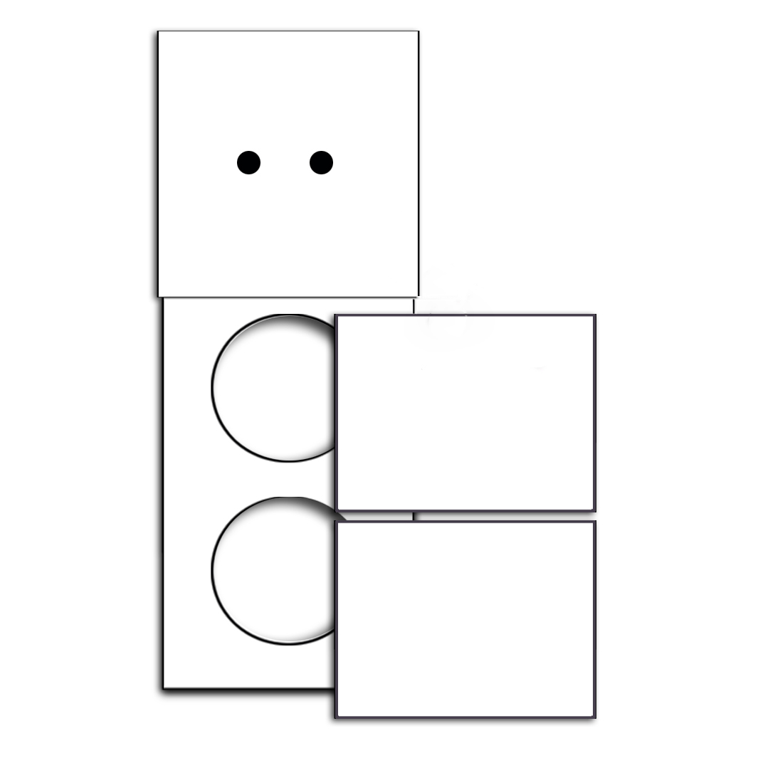 2-fold + 2 round cutouts with covers. For 3 wall boxes