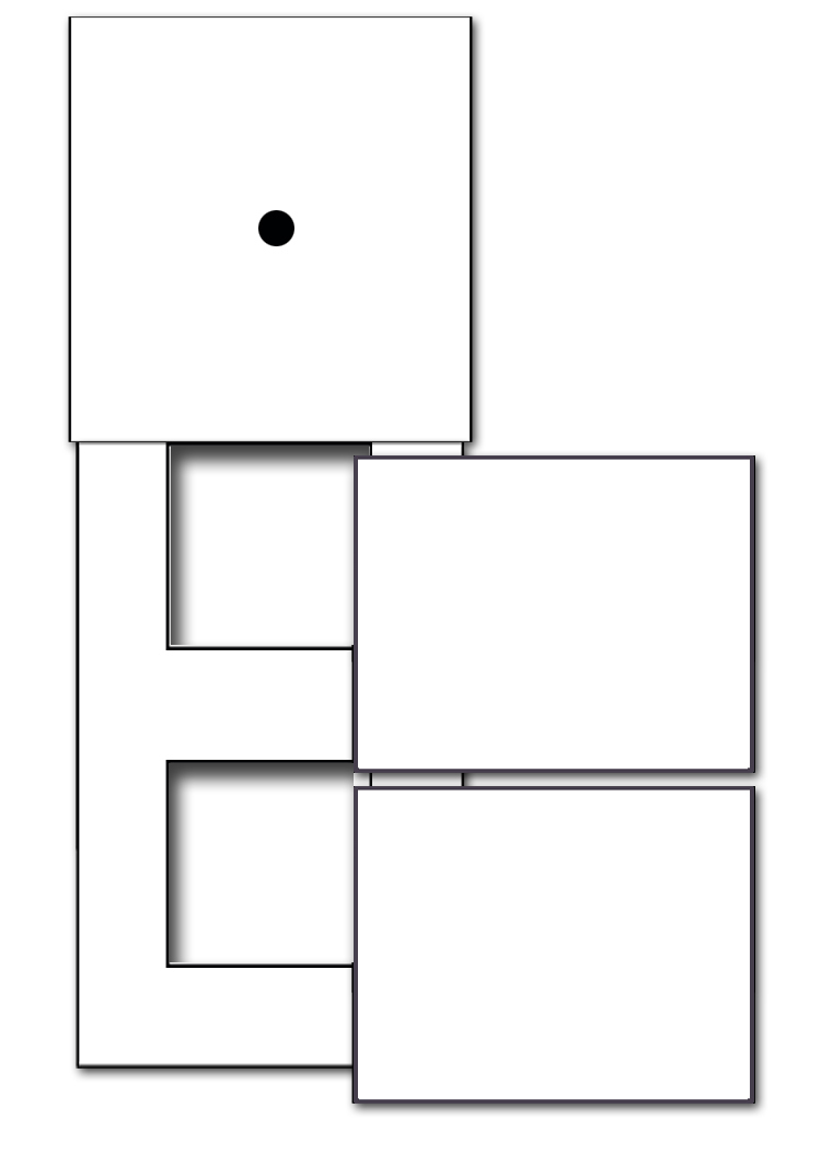 1-fold + 2 cutouts with covers. For 3 wall boxes