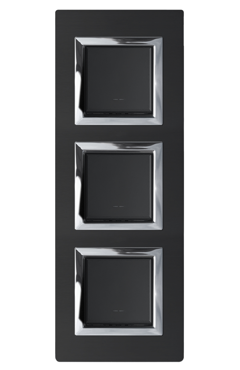 Ein-AUS WECHSEL-Schalter ALLUMIA. Aluminium Metall Graphit-Schwarz. 3-fach.  AVE, On / off + 2-Way switch, Grey metal, 3-fold for 2 wall boxes