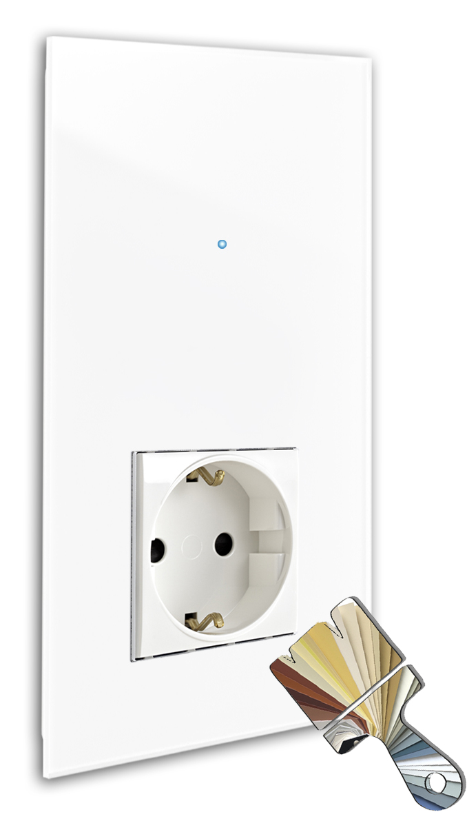 Touch Switch with Socket. Farrow Ball Colour. 230V. Glass Look. NOVA
