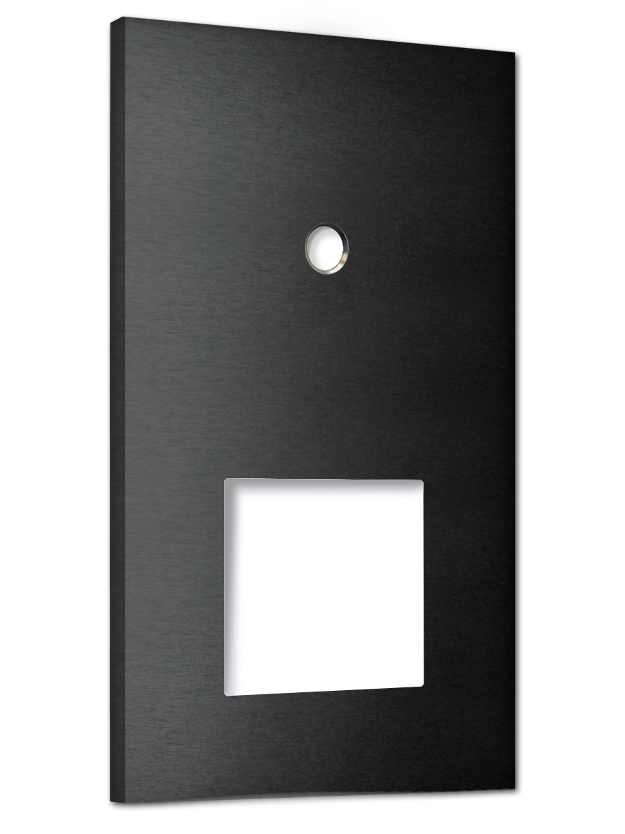 Retro toggle switch plate NINA 1-Gang with cutout. Black metal. CJC Systems