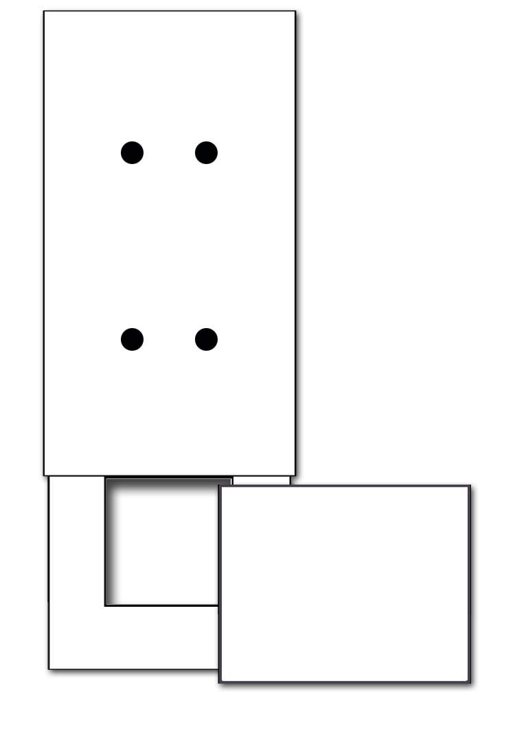 4-fold + 1 cutout with cover. For 3 wall boxes